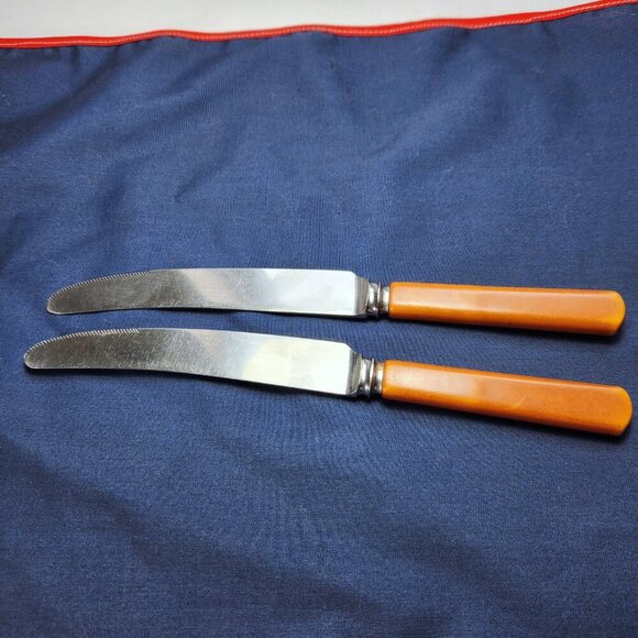 Sheffield Duracut Knives Bakelite Handle Stainless Steel Dinner Knife Lot of 2 - Picture 7 of 11